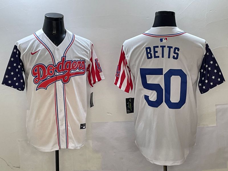 Men Los Angeles Dodgers 50 Betts White a generation of national flags Joint name 2025 Nike MLB Jersey style 5